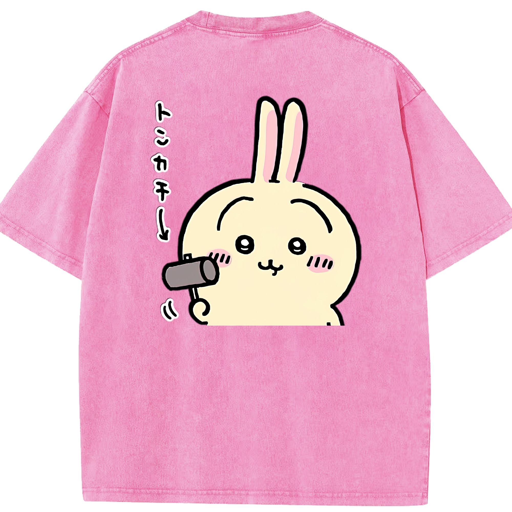 （画像用） ちいかわ うさぎ Chii-kawa usagi 綿100% ヴィンテージ風 半袖Tシャツ（背面プリント）